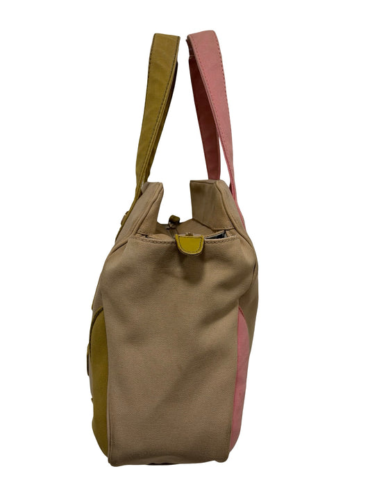 Chanel Marshmallow Tote — Chartreuse & Pink Canvas, Two-Tone CC, Authenticity Card (2004–05)