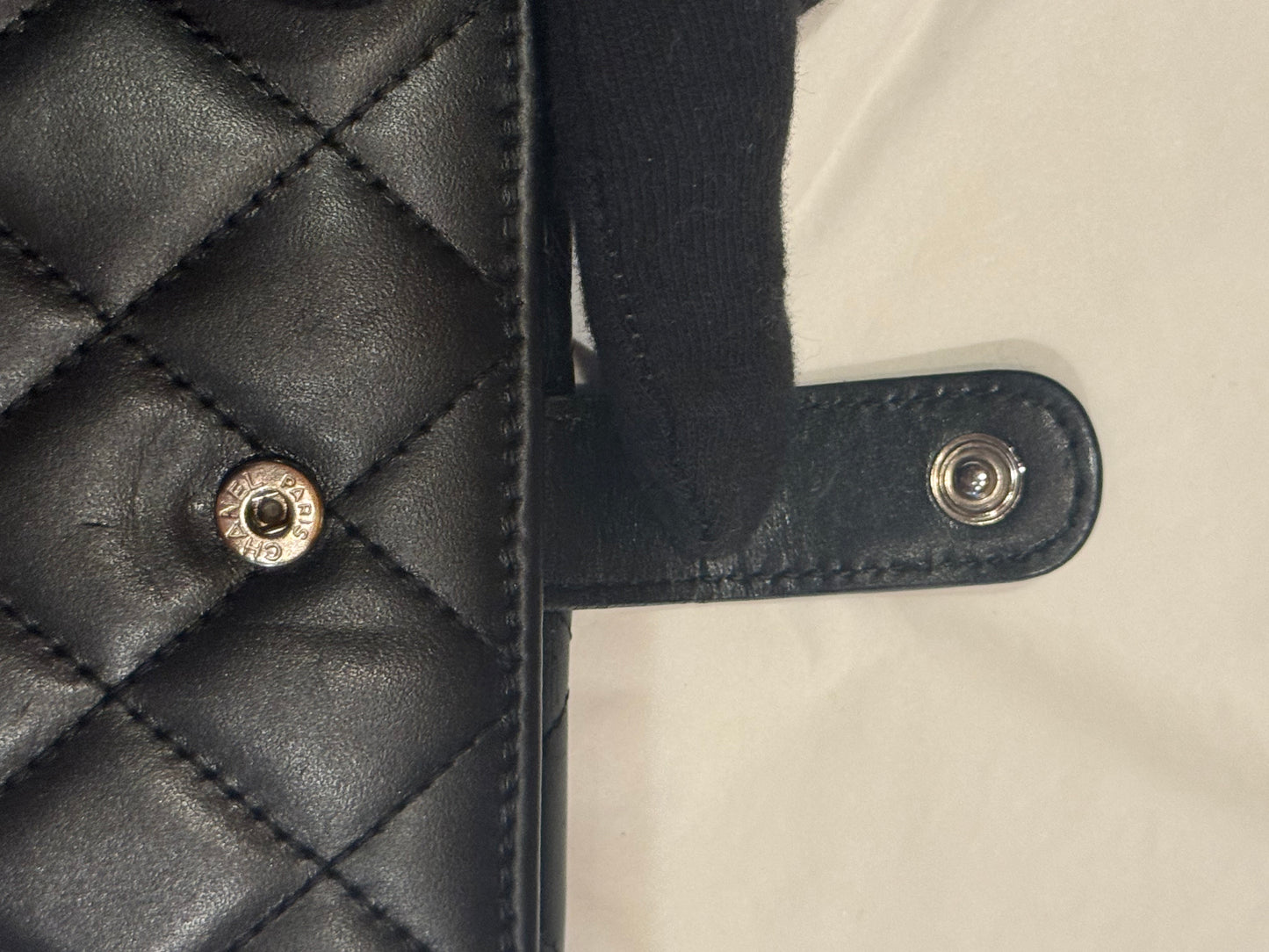 Chanel Cambon Line Black Quilted Calfskin Long Wallet Silver CC