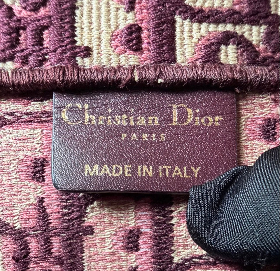 Christian Dior Large Book Tote — Burgundy Dior Oblique Embroidery