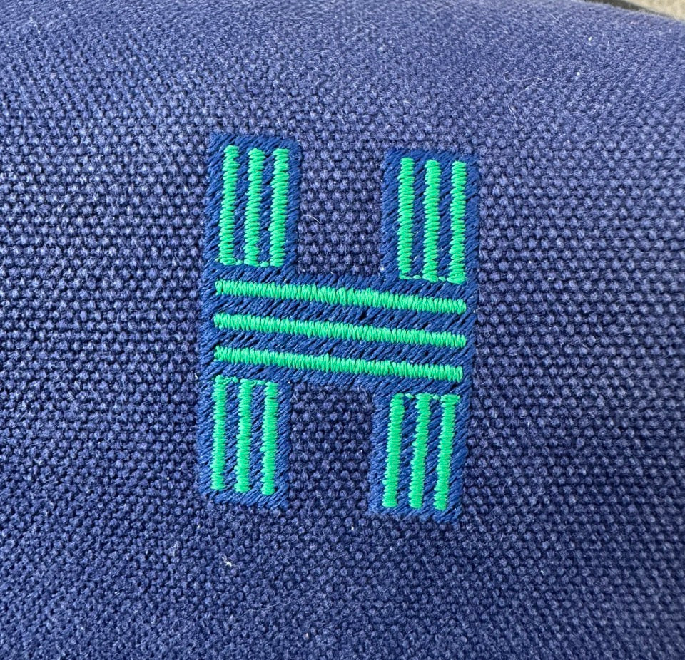 Hermès Bride-à-Brac PM Travel Case, Navy Canvas with Green Trim