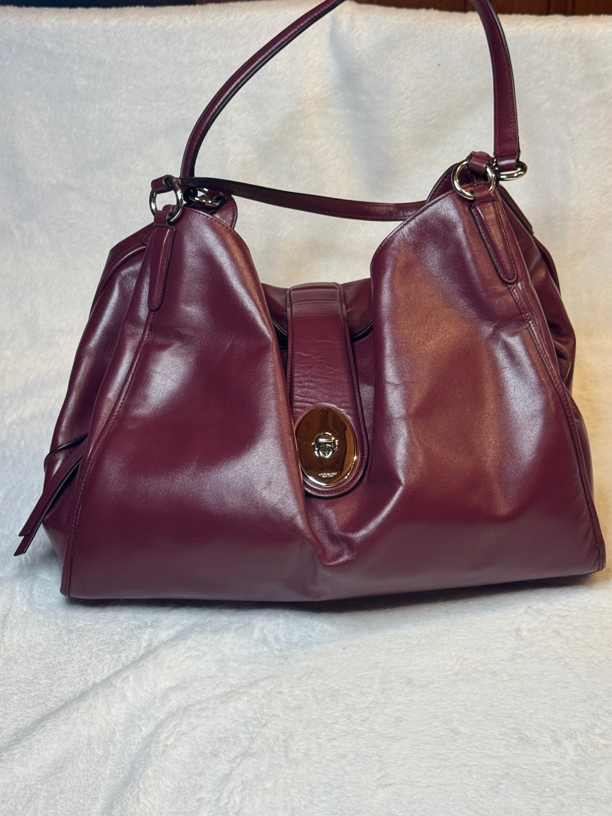 Coach Legacy Alexis Satchel – Oxblood Leather with Gold Hardware (Pre-Owned)