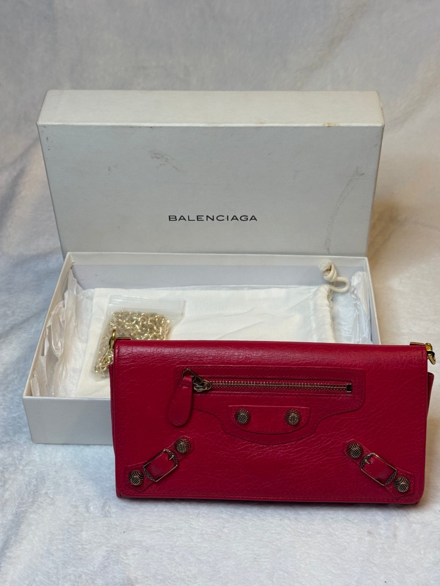 Balenciaga Money Wallet – Rouge Lambskin with Gold Hardware (Pre-Owned)