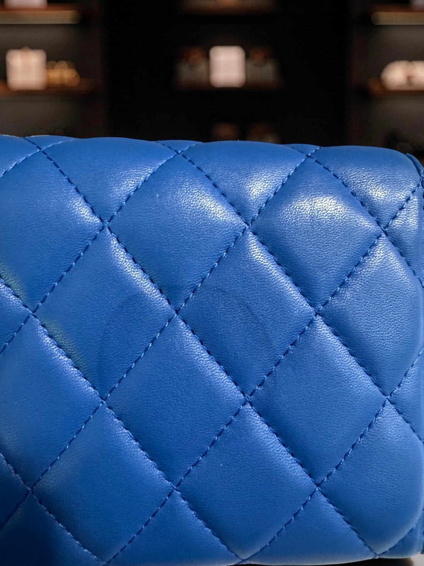 Chanel Classic Long Flap Wallet — Blue Quilted Lambskin