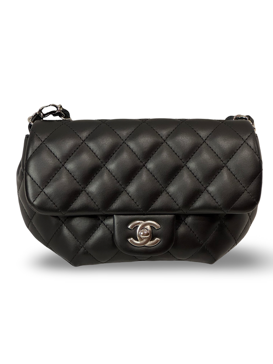 Chanel Uniform Flap — Black Lambskin, Silver Hardware