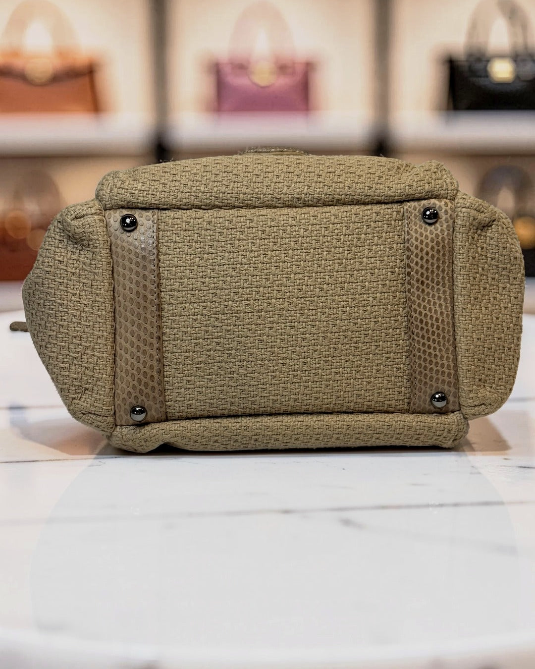 Chanel Python-Trimmed Accordion Flap Bag, Taupe