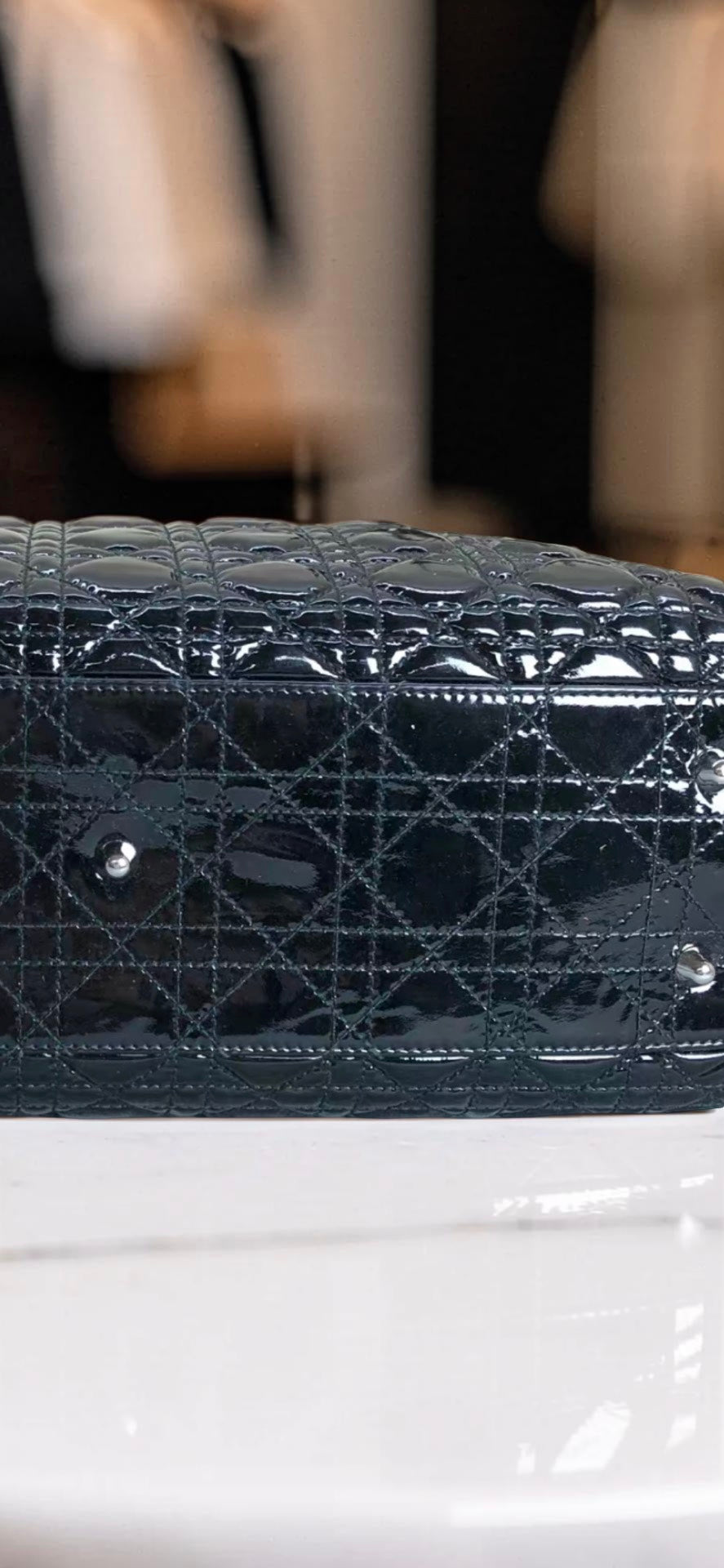 Christian Dior Large Soft Shopping Tote — Black Patent Cannage