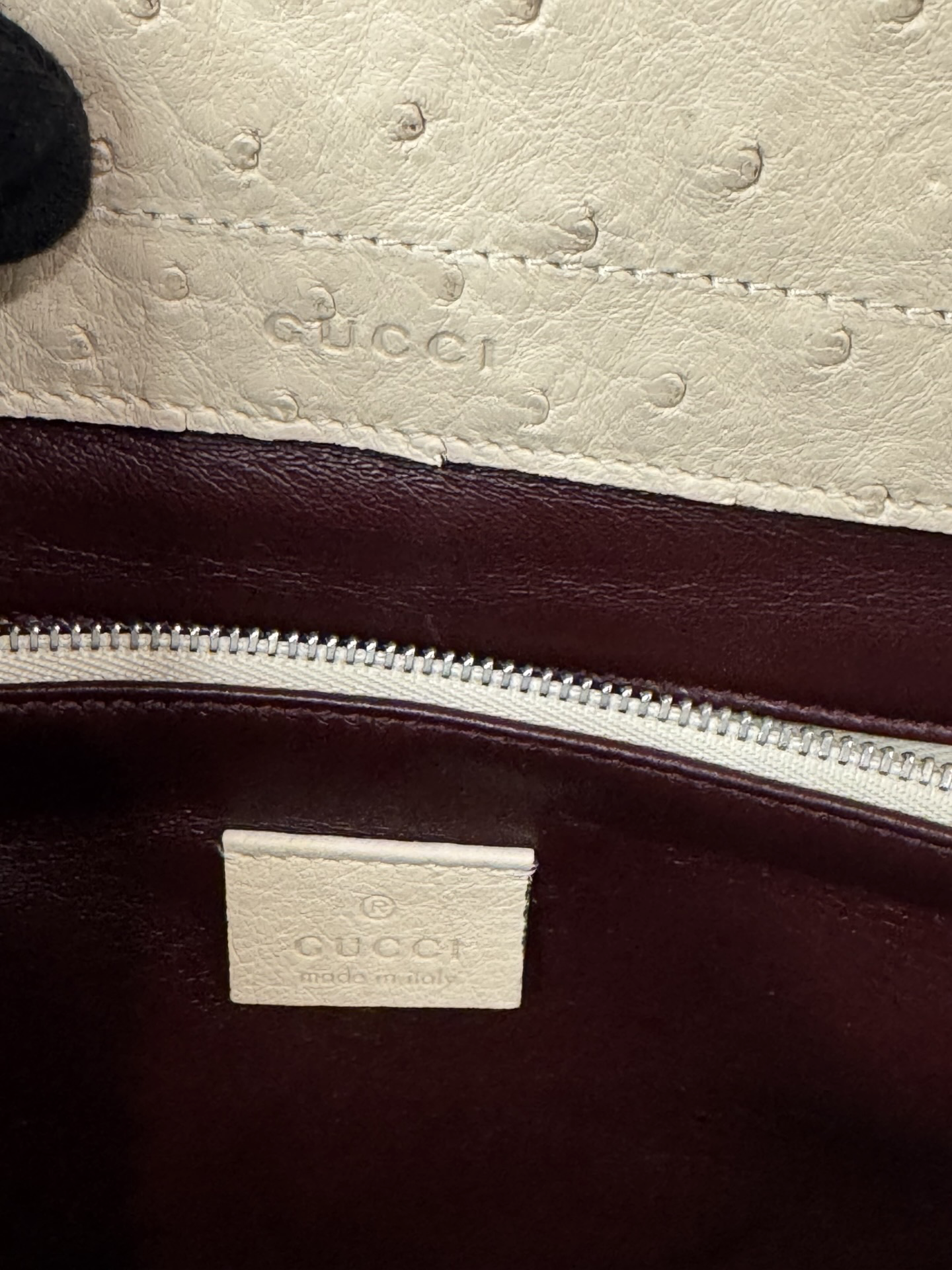 Gucci Zumi Ostrich Top Handle Bag