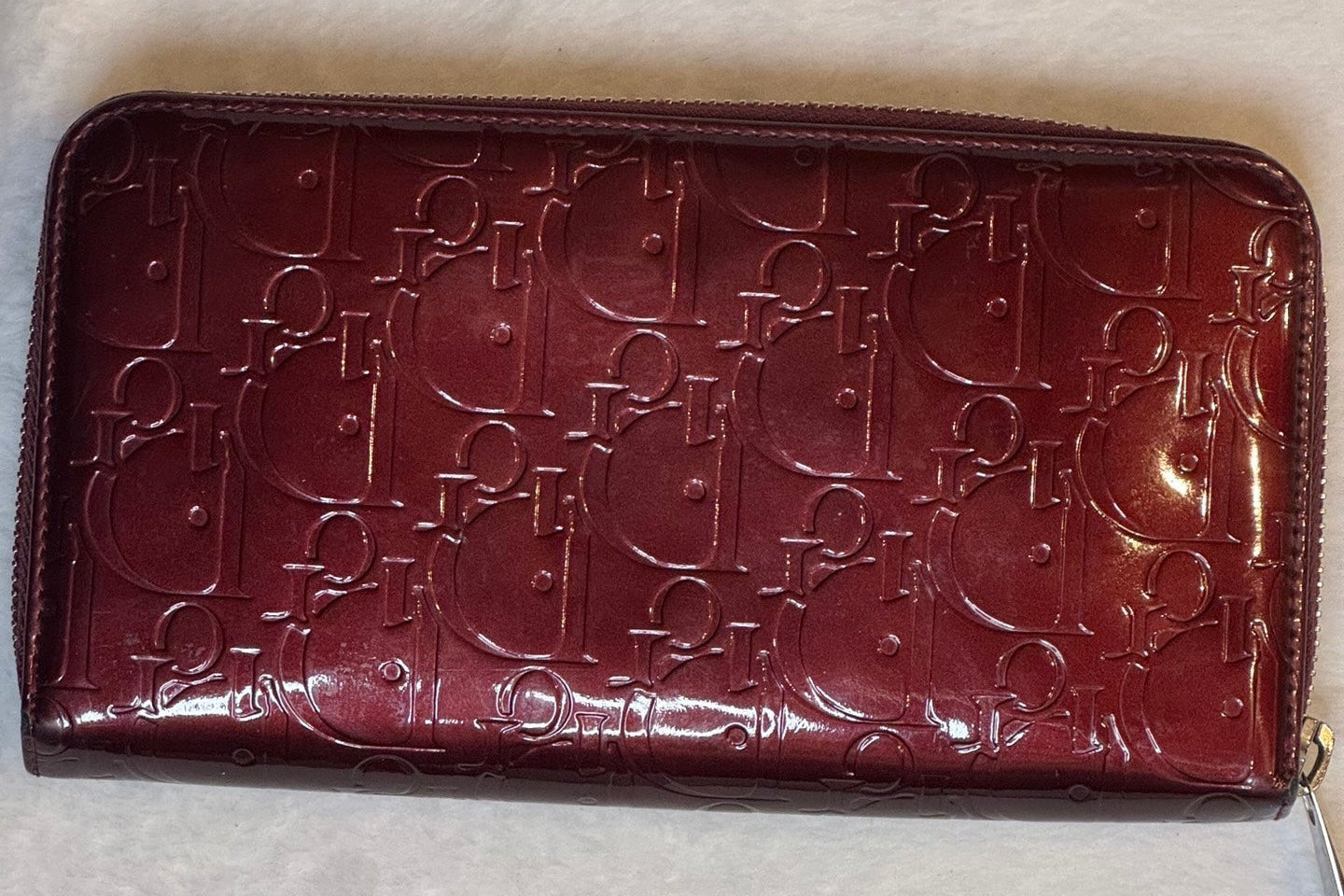 Christian Dior Oblique Zippy Wallet – Burgundy Patent Leather (Pre-Owned)