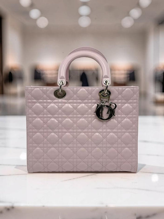 Christian Dior Large Lady Dior Light Pink Patent Cannage