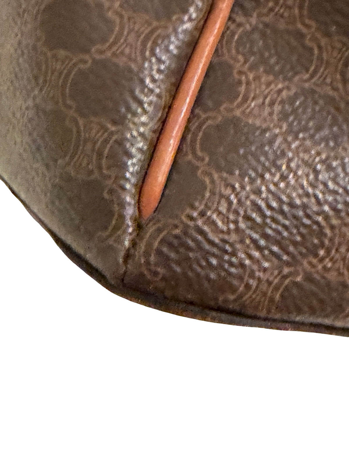 Vintage Celine Macadam Dome Bag — Brown Monogram Canvas, Tan Leather, Gold Hardware