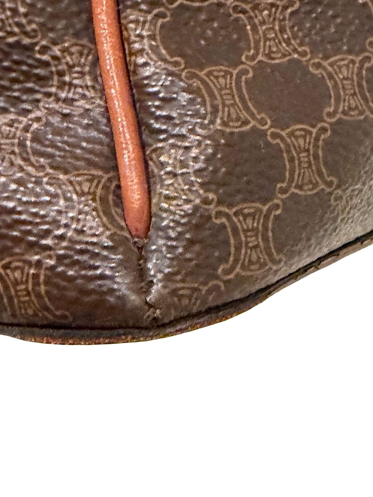 Vintage Celine Macadam Dome Bag — Brown Monogram Canvas, Tan Leather, Gold Hardware