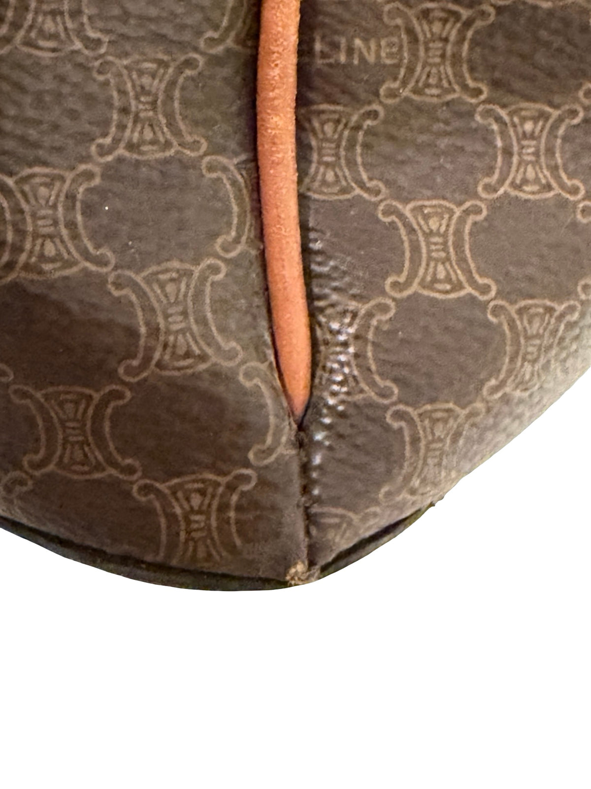 Vintage Celine Macadam Dome Bag — Brown Monogram Canvas, Tan Leather, Gold Hardware