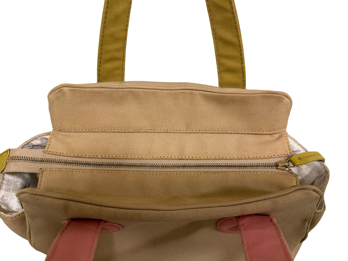 Chanel Marshmallow Tote — Chartreuse & Pink Canvas, Two-Tone CC, Authenticity Card (2004–05)