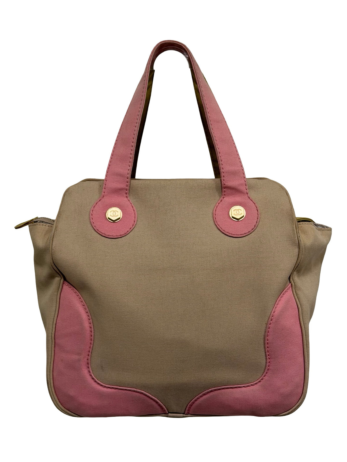 Chanel Marshmallow Tote — Chartreuse & Pink Canvas, Two-Tone CC, Authenticity Card (2004–05)
