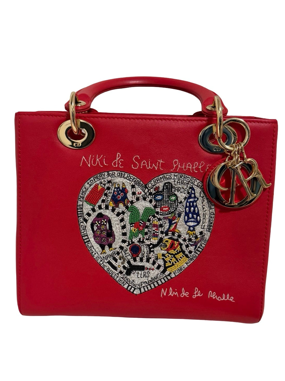 Christian Dior Medium Lady Dior x Niki de Saint Phalle, Red Embroidered Heart