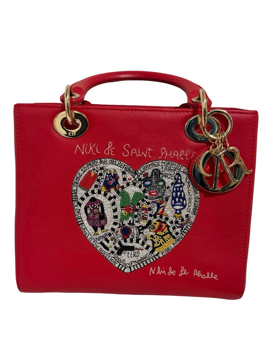Christian Dior Medium Lady Dior x Niki de Saint Phalle, Red Embroidered Heart