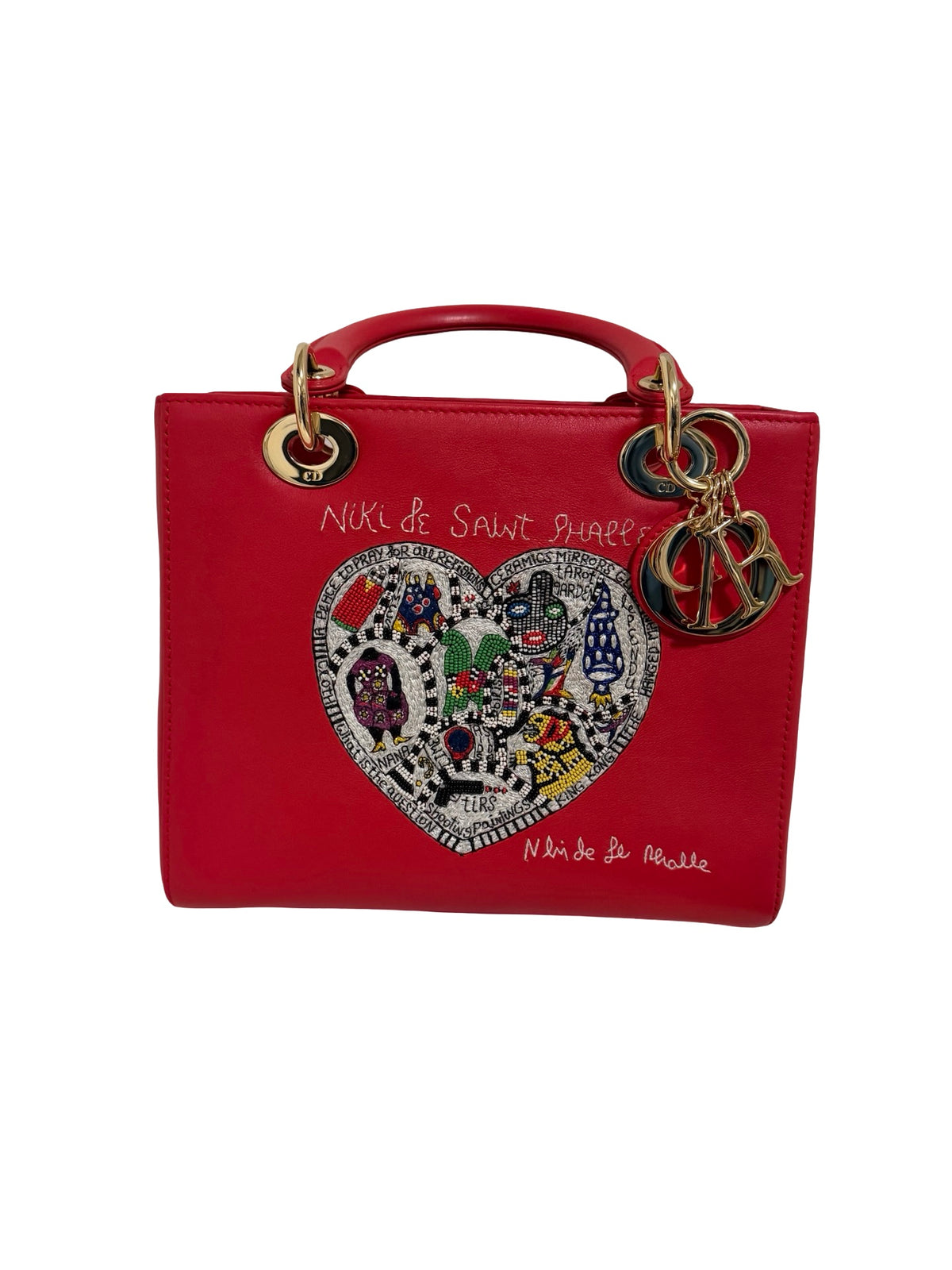 Christian Dior Medium Lady Dior x Niki de Saint Phalle, Red Embroidered Heart