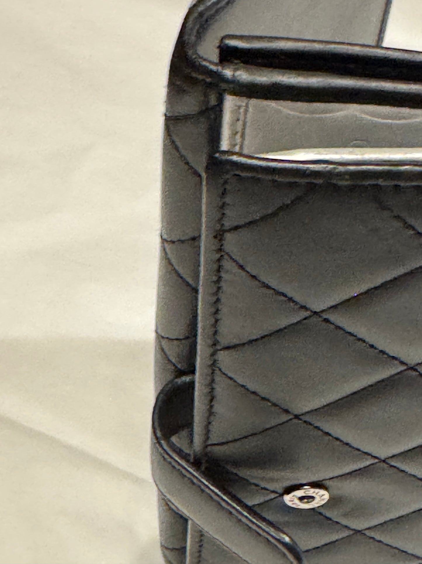 Chanel Cambon Line Black Quilted Calfskin Long Wallet Silver CC