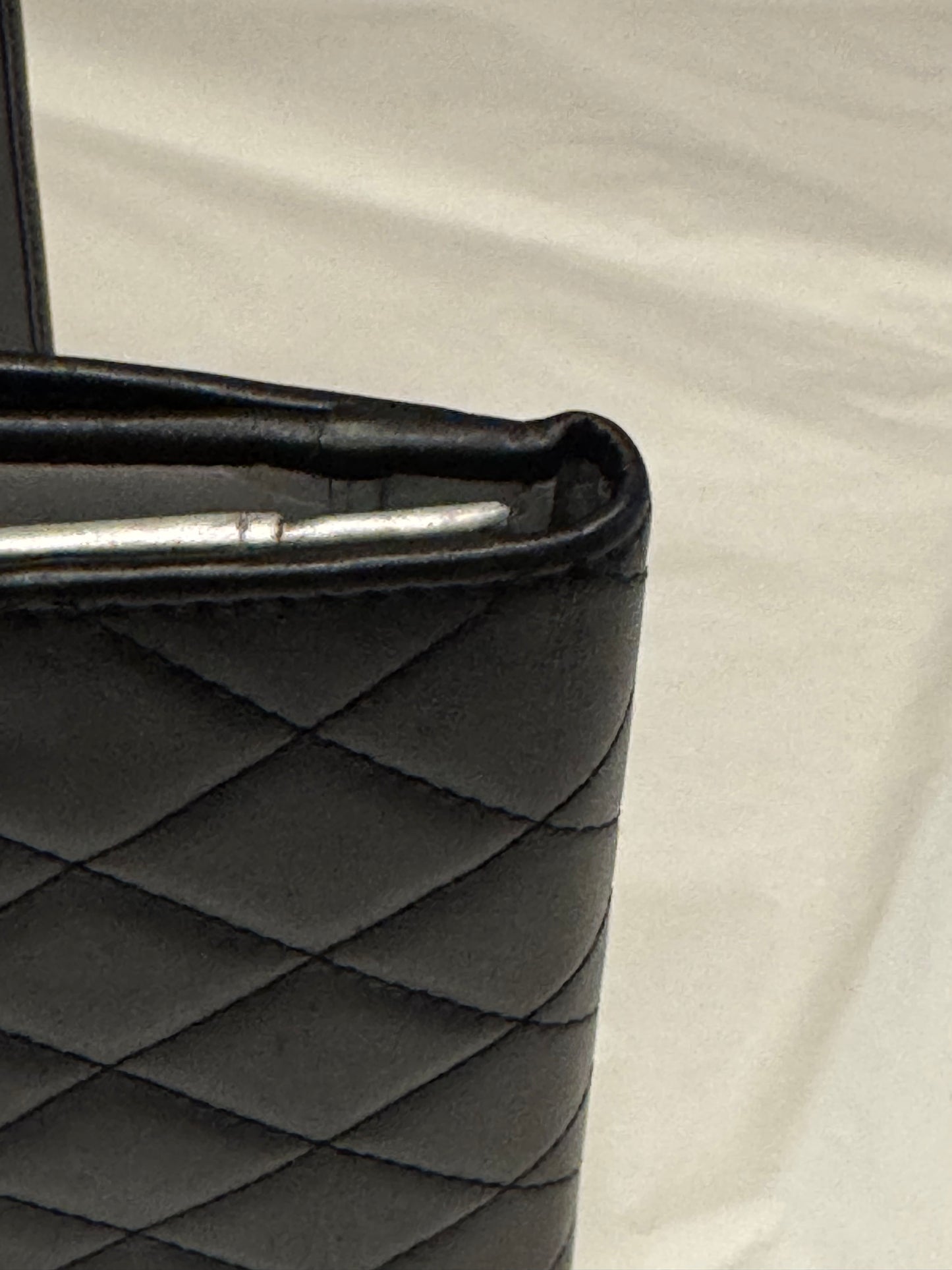 Chanel Cambon Line Black Quilted Calfskin Long Wallet Silver CC