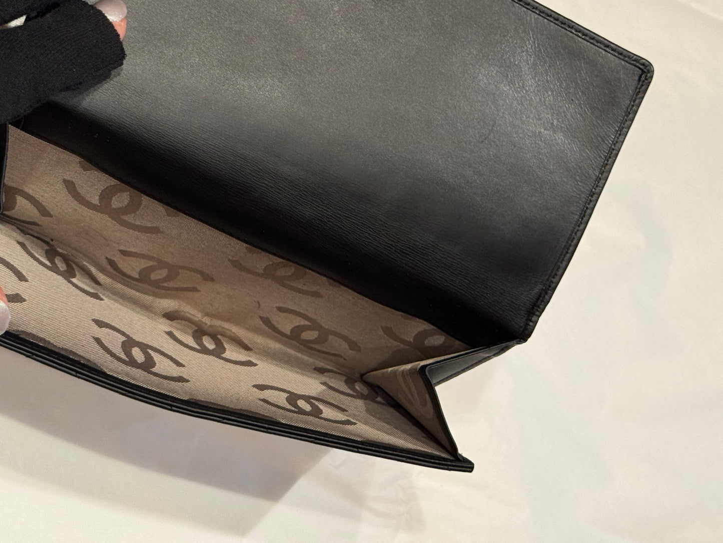 Chanel Cambon Line Black Quilted Calfskin Long Wallet Silver CC