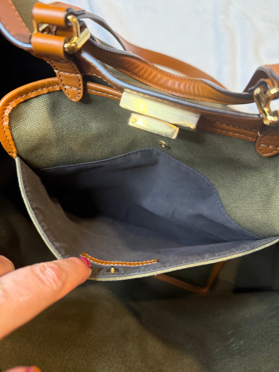 Fendi Peekaboo X-Tote Large | Olive Canvas with Tan Leather Trim