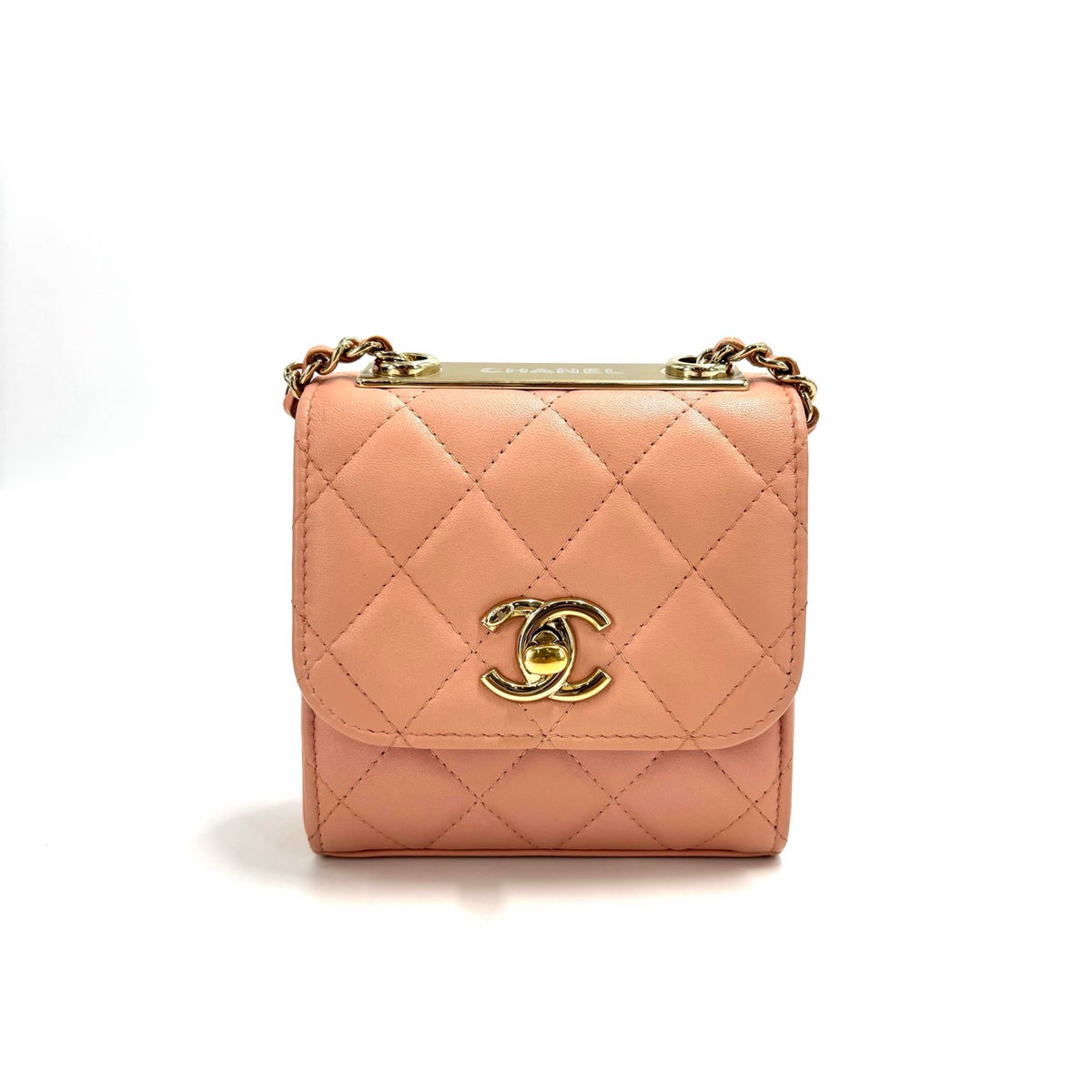 Chanel Mini Trendy CC Clutch With Chain — Light Pink Lambskin, Light Gold Hardware