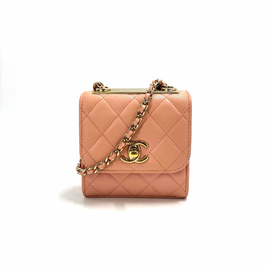 Chanel Mini Trendy CC Clutch With Chain — Light Pink Lambskin, Light Gold Hardware