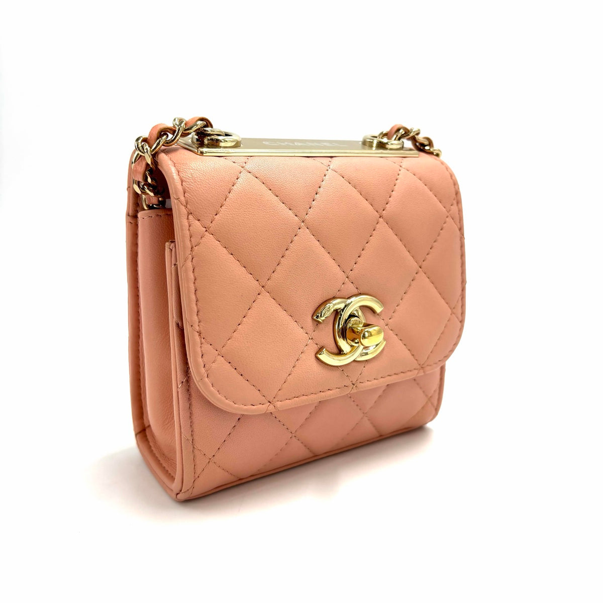Chanel Mini Trendy CC Clutch With Chain — Light Pink Lambskin, Light Gold Hardware