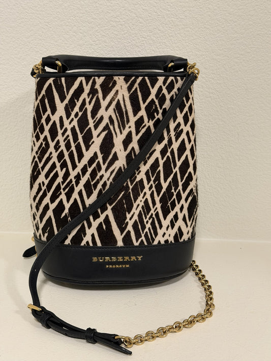 Burberry Prorsum Bucket Backpack, Black & Cream Calf Hair