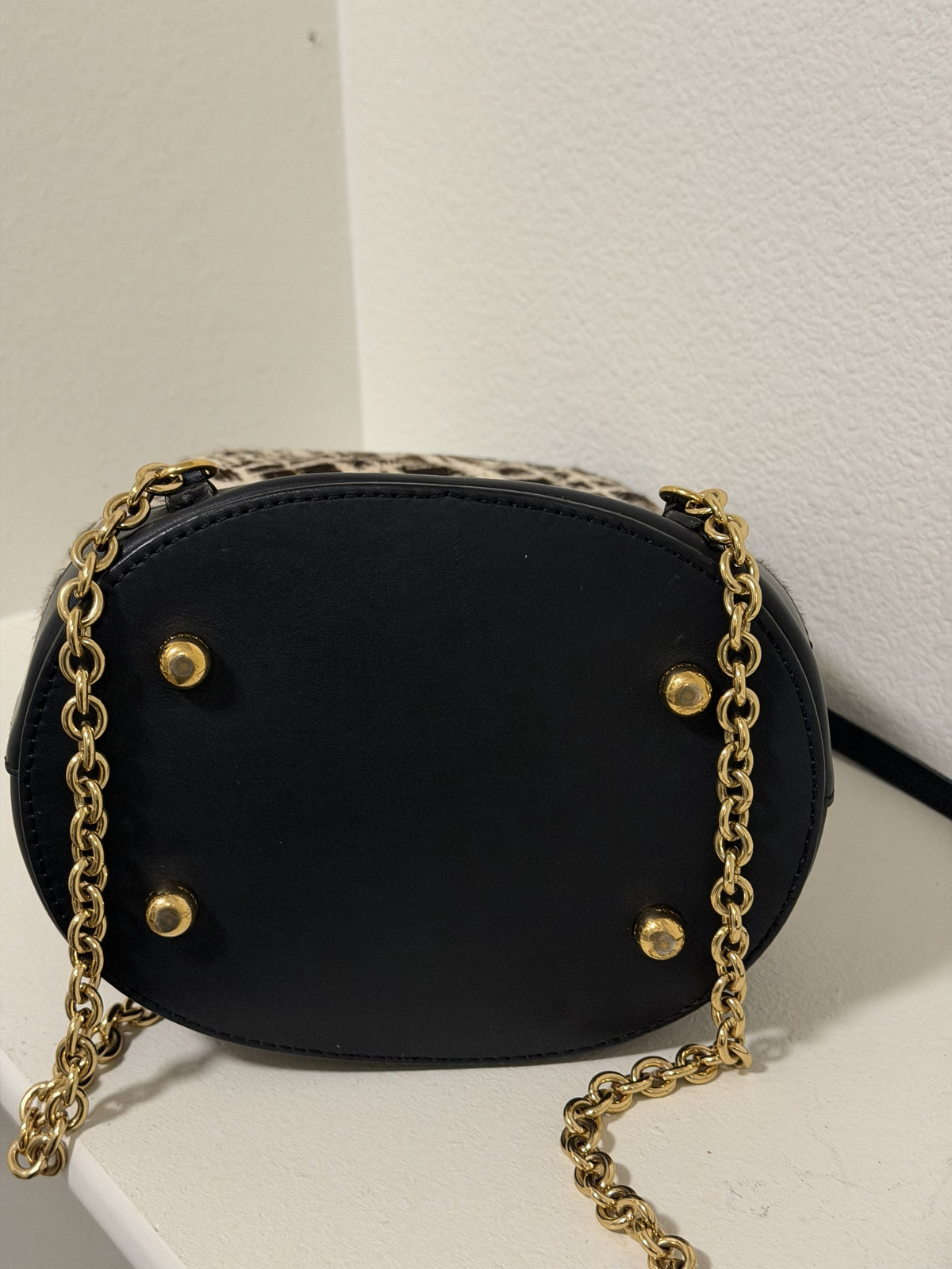 Burberry Prorsum Bucket Backpack, Black & Cream Calf Hair