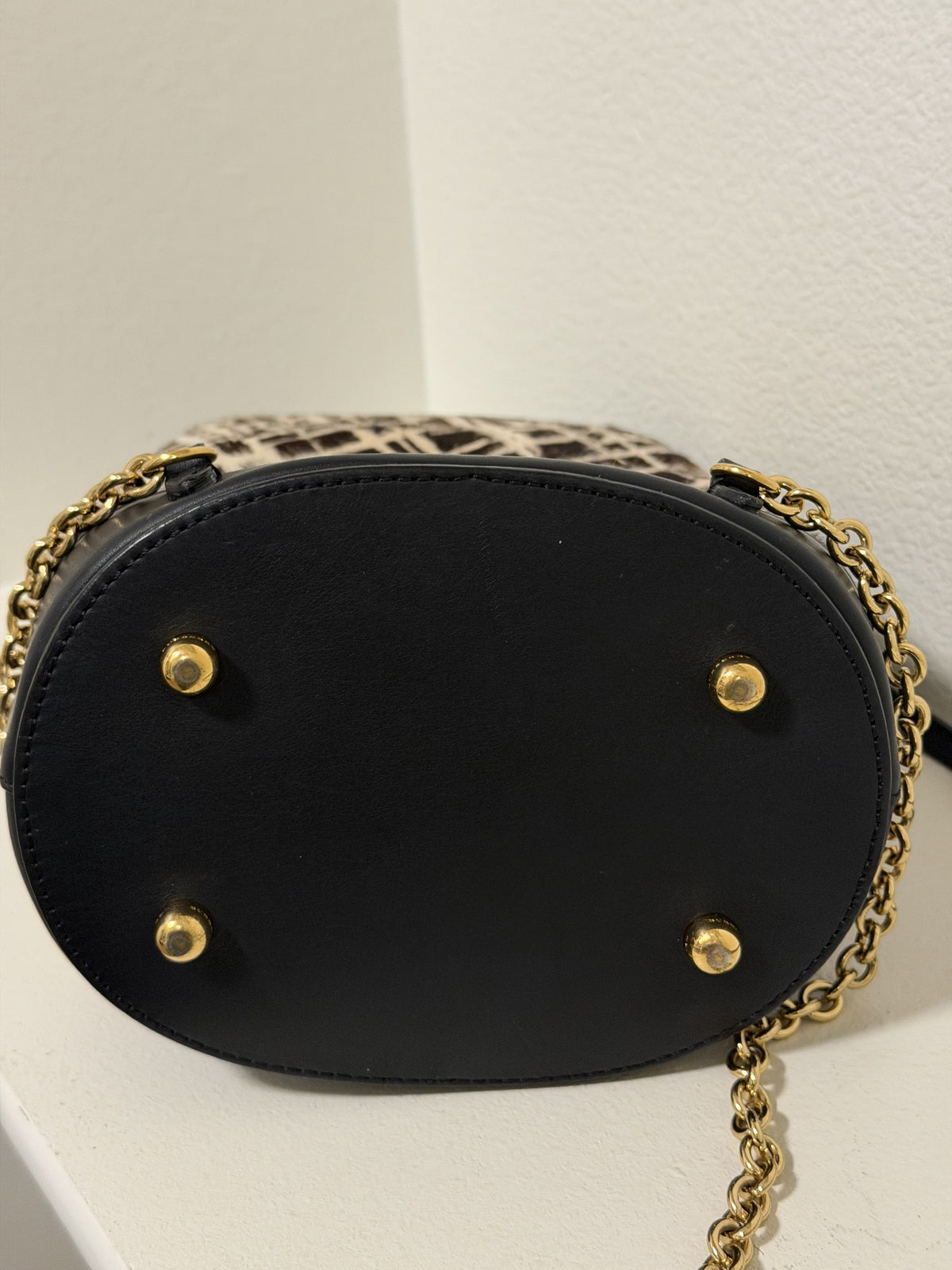Burberry Prorsum Bucket Backpack, Black & Cream Calf Hair