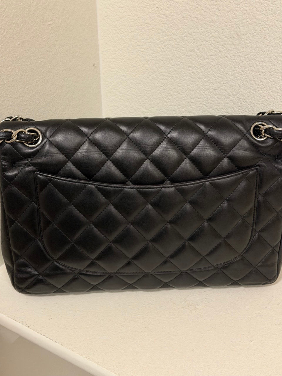 Chanel Jumbo Classic Double Flap, Black Lambskin with Silver Hardware