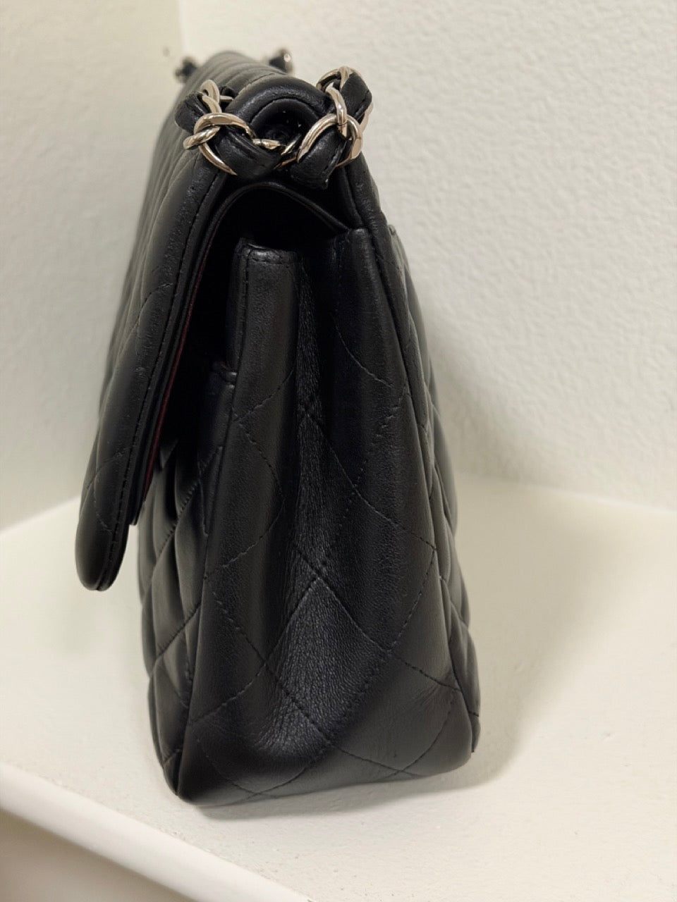 Chanel Jumbo Classic Double Flap, Black Lambskin with Silver Hardware