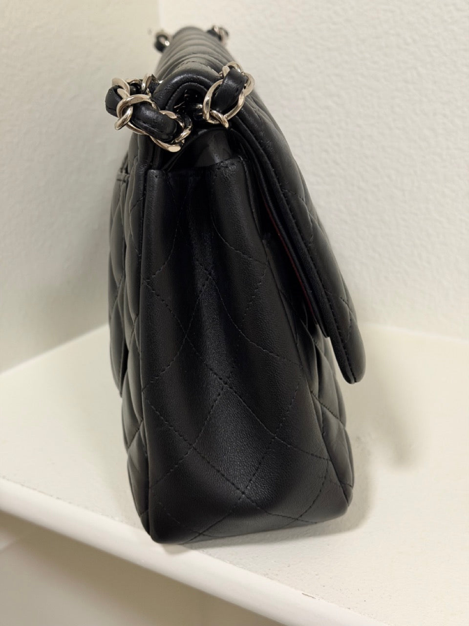 Chanel Jumbo Classic Double Flap, Black Lambskin with Silver Hardware