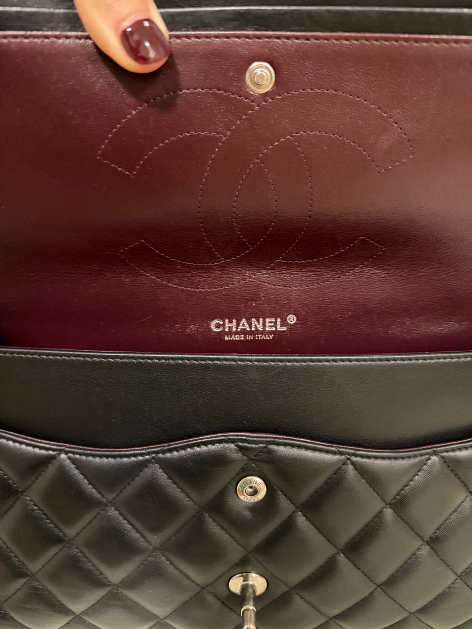 Chanel Jumbo Classic Double Flap, Black Lambskin with Silver Hardware