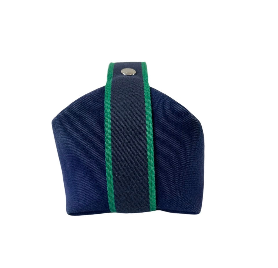 Hermès Bride-à-Brac PM Travel Case, Navy Canvas with Green Trim