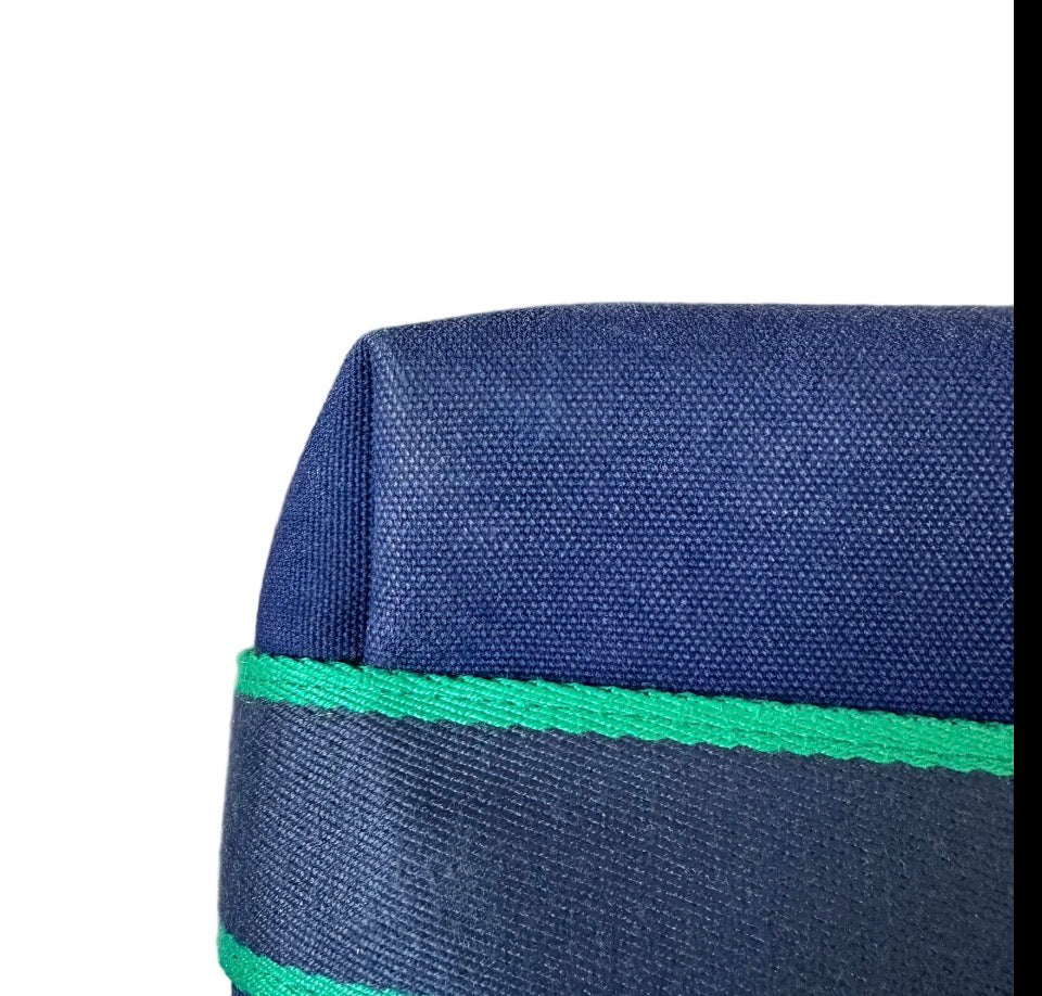 Hermès Bride-à-Brac PM Travel Case, Navy Canvas with Green Trim