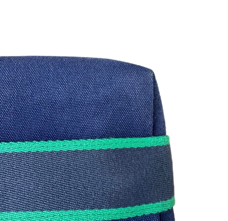 Hermès Bride-à-Brac PM Travel Case, Navy Canvas with Green Trim