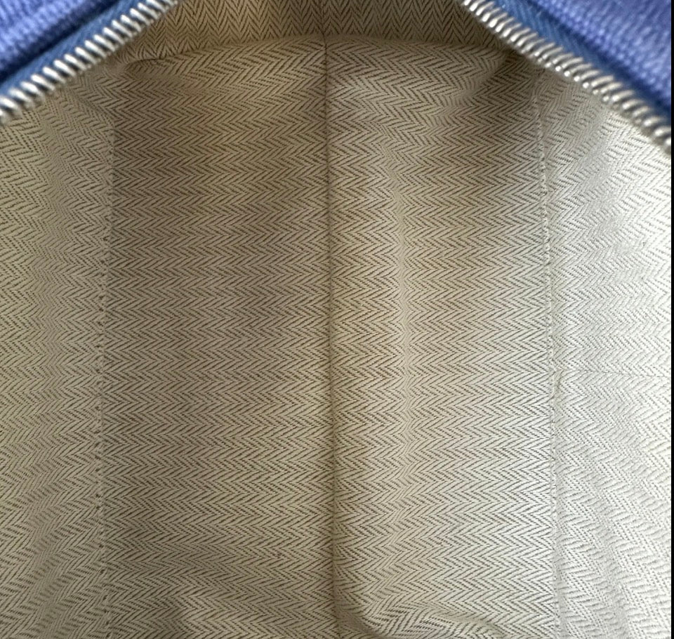 Hermès Bride-à-Brac PM Travel Case, Navy Canvas with Green Trim