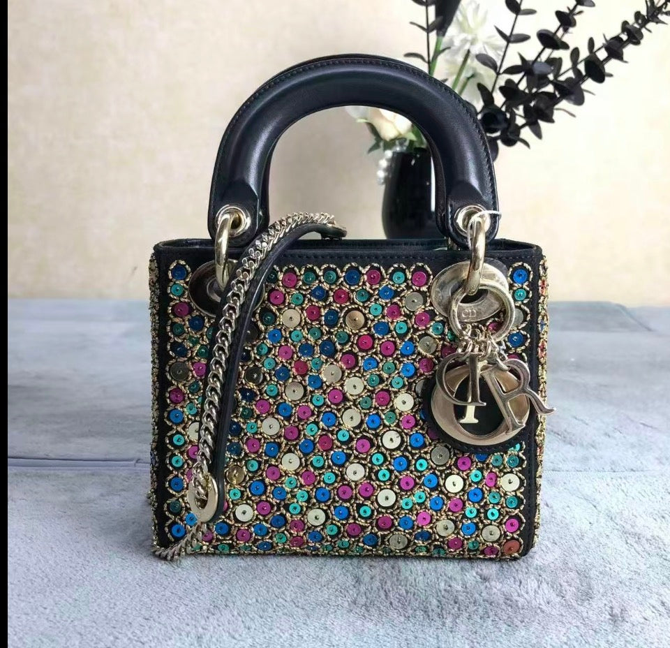 Christian Dior Lady Dior Mini Multicolor Sequins