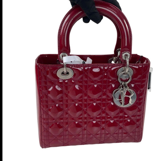 Christian Dior Large Lady Dior Red Patent Cannage