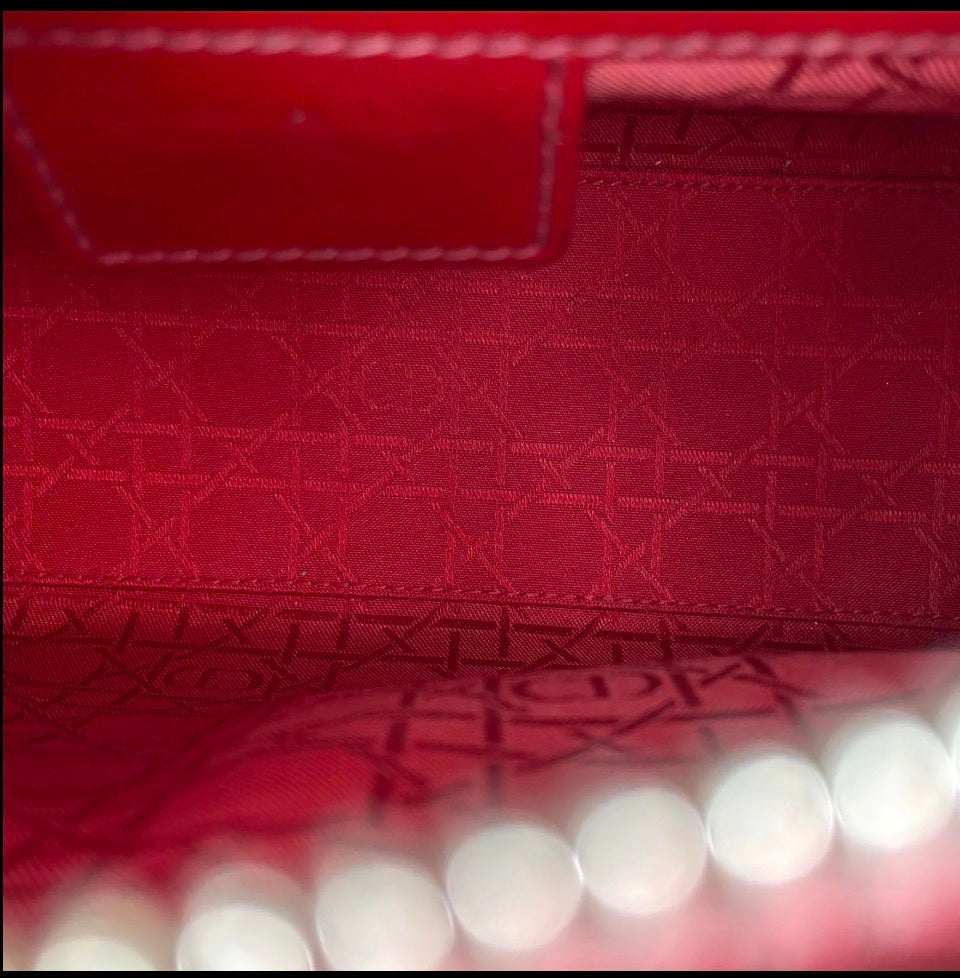 Christian Dior Large Lady Dior Red Patent Cannage