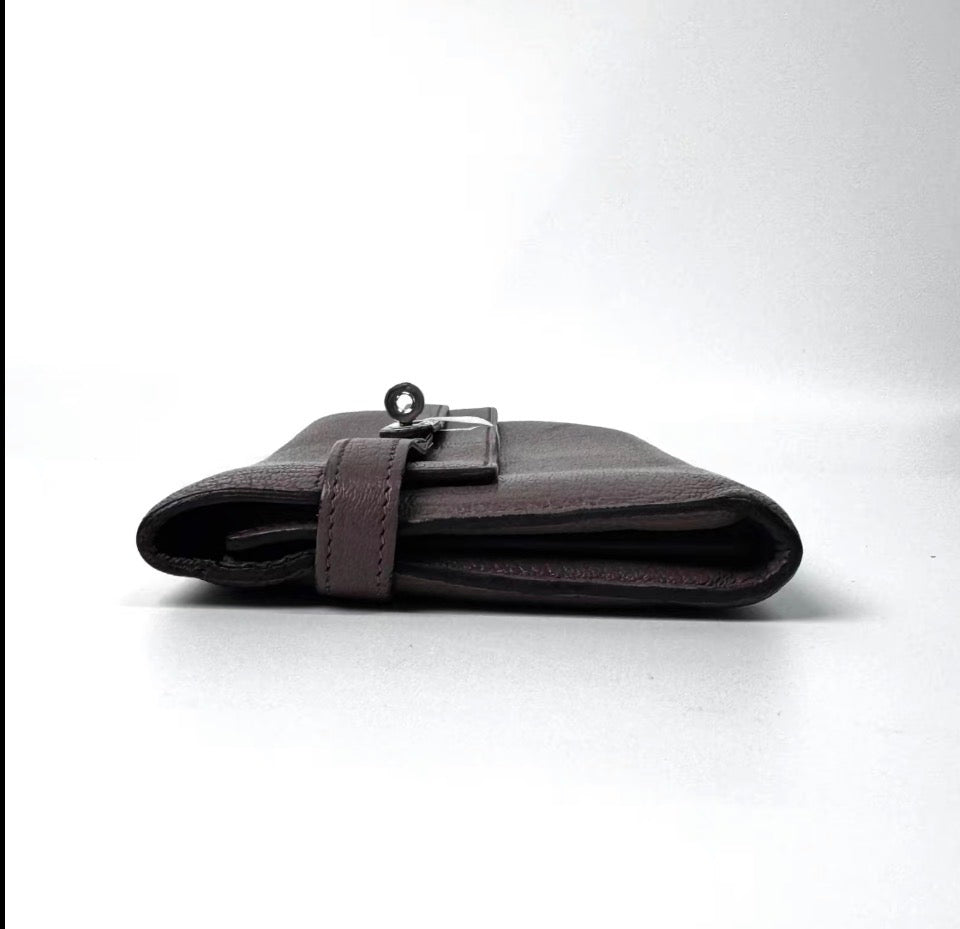 Hermès Kelly Classic Longue Wallet — Chocolate Taurillon Clemence, Palladium