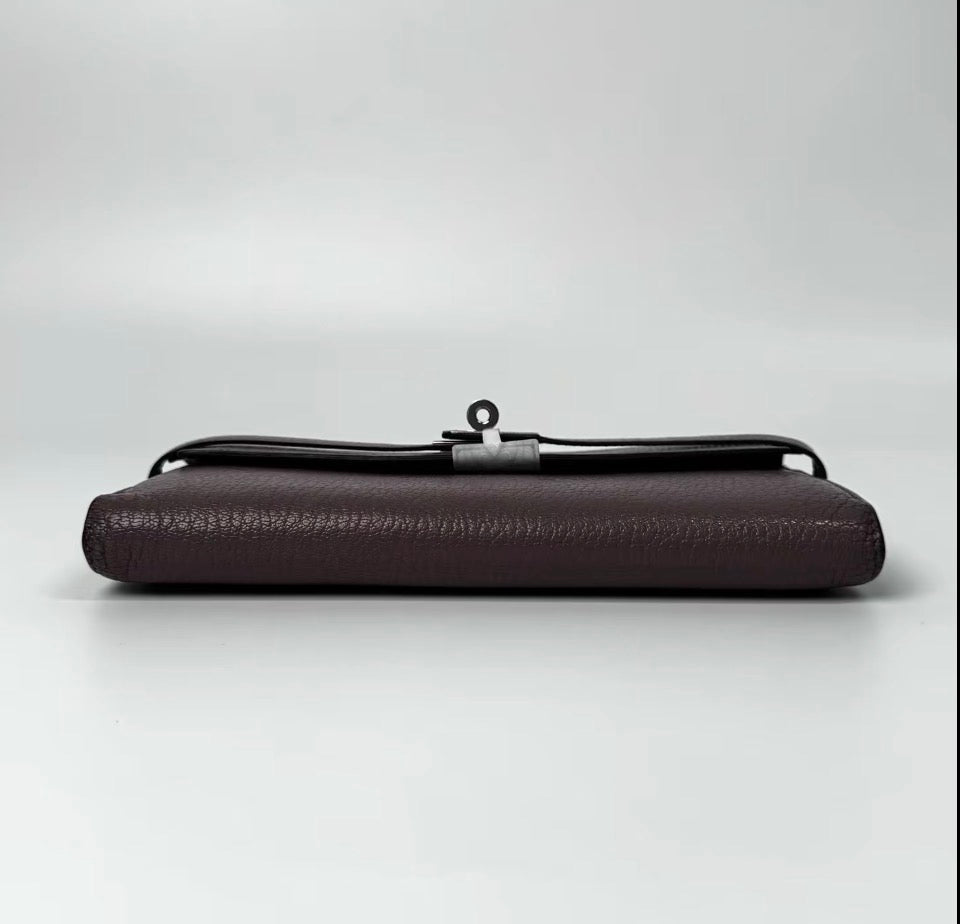 Hermès Kelly Classic Longue Wallet — Chocolate Taurillon Clemence, Palladium