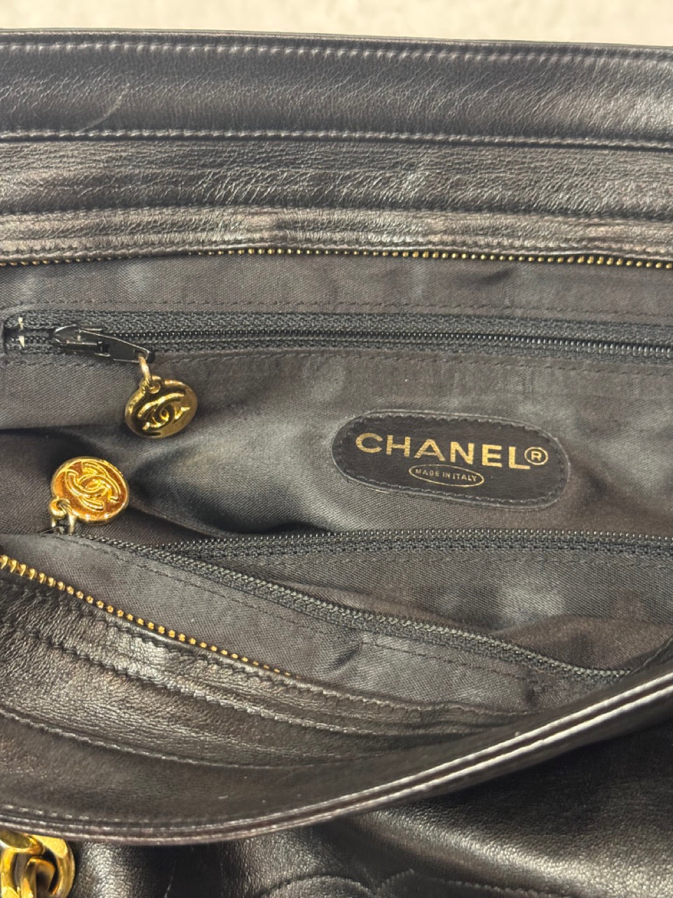 Chanel Vintage Timeless CC Zip Tote — Black Lambskin, Gold Hardware