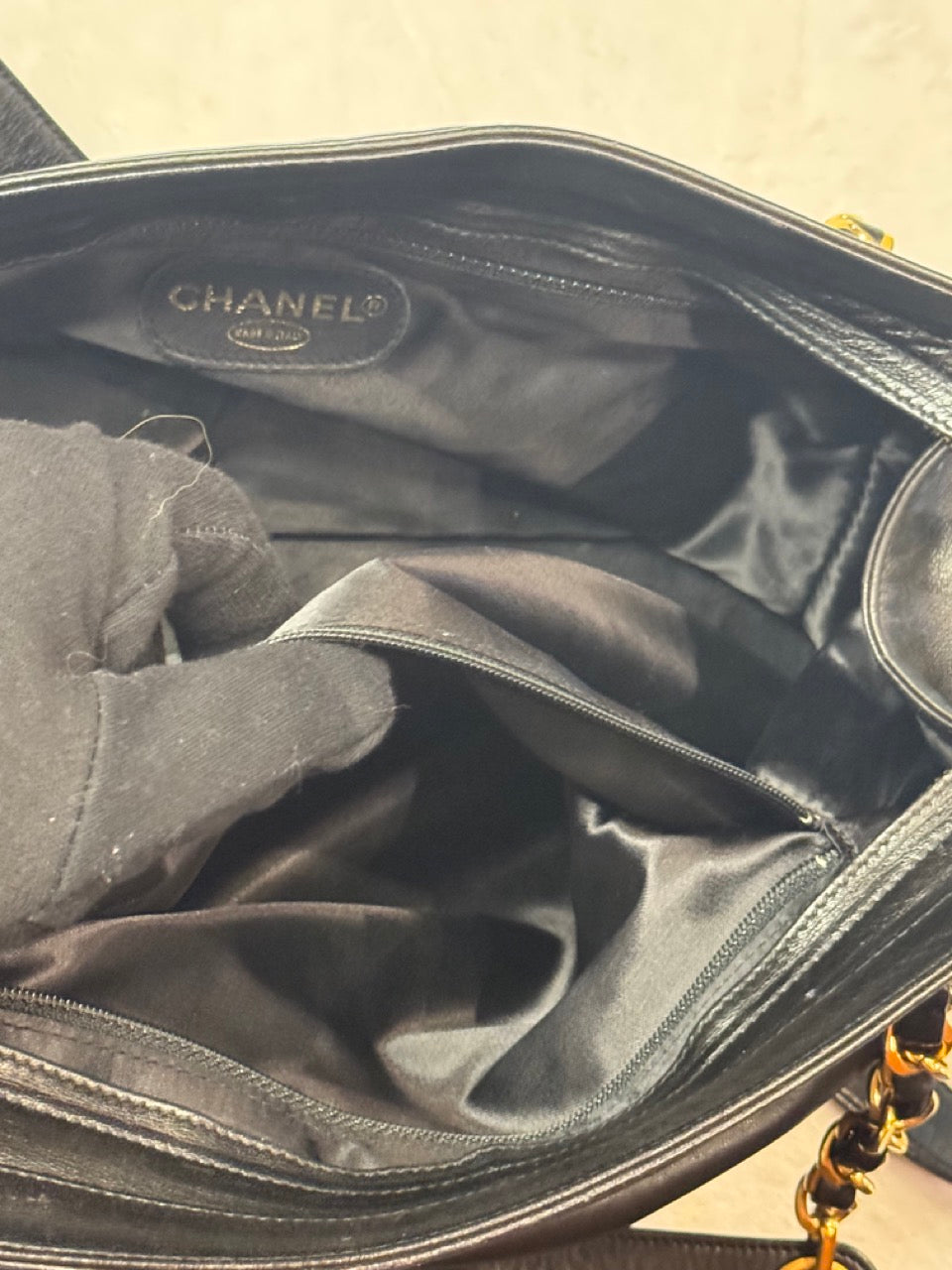 Chanel Vintage Timeless CC Zip Tote — Black Lambskin, Gold Hardware