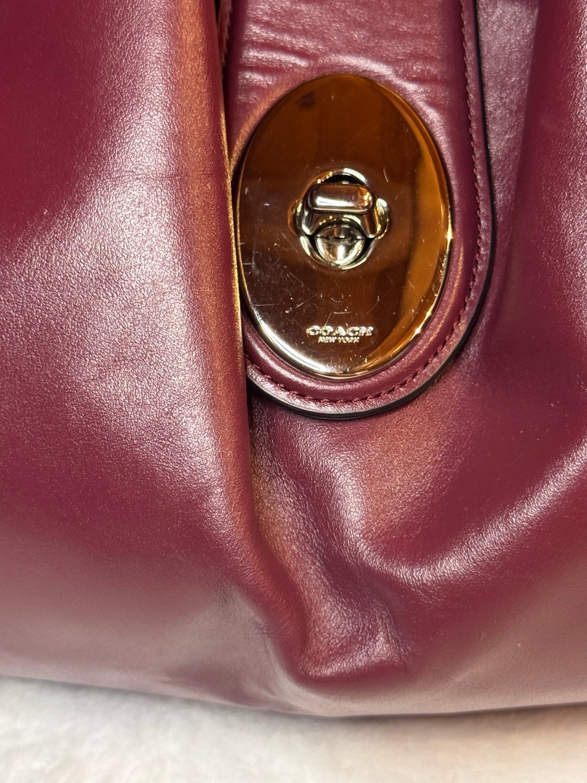 Coach Legacy Alexis Satchel – Oxblood Leather with Gold Hardware (Pre-Owned)