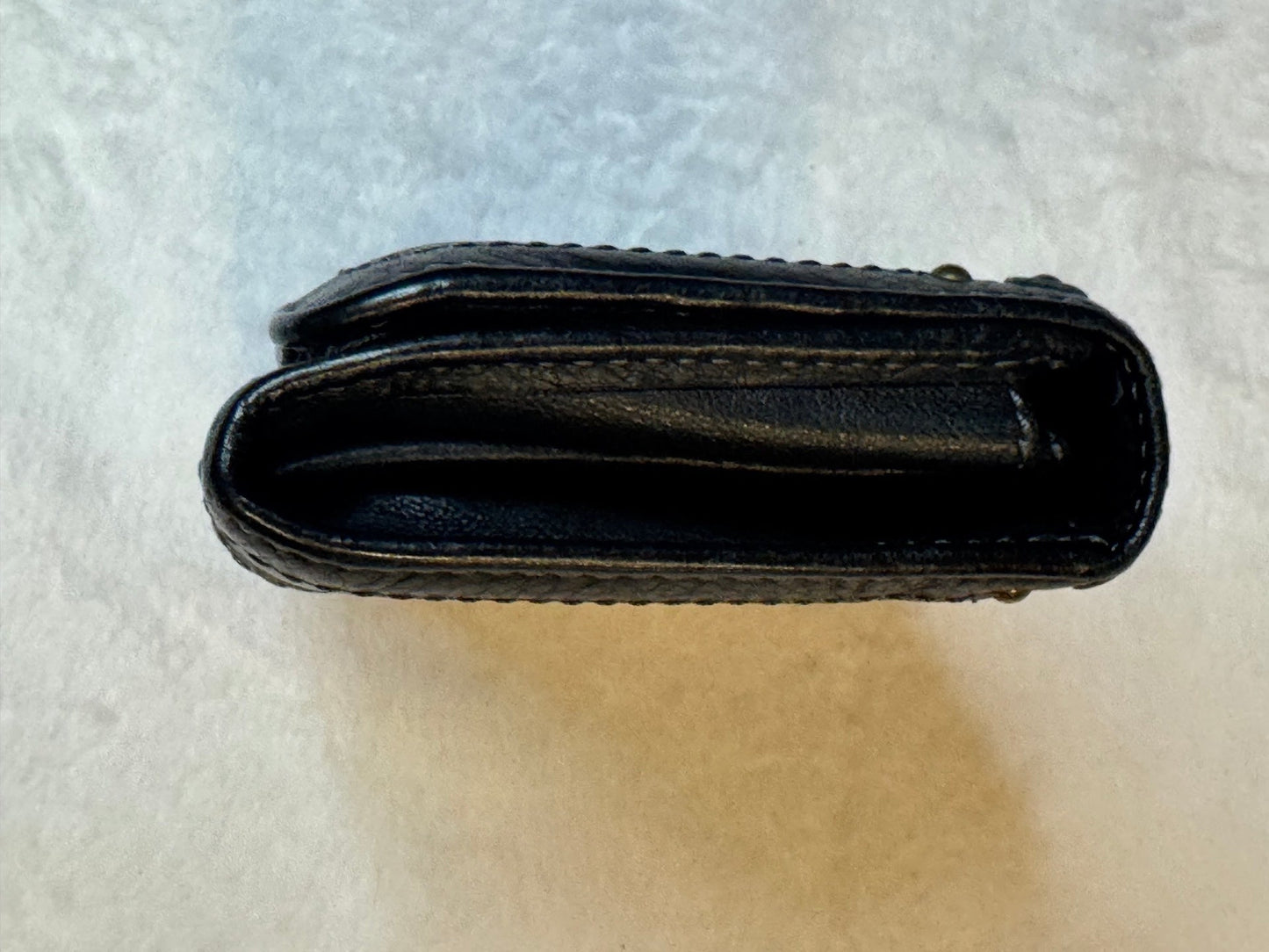 Chloé Long Wallet – Black Grained Leather with Gold Stud Hardware (Pre-Owned)