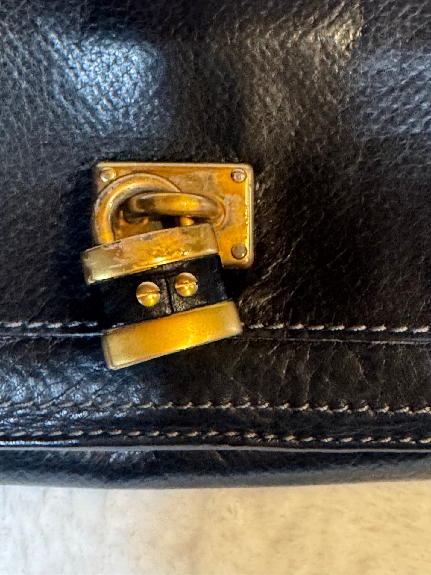 Chloé Long Wallet – Black Grained Leather with Gold Stud Hardware (Pre-Owned)