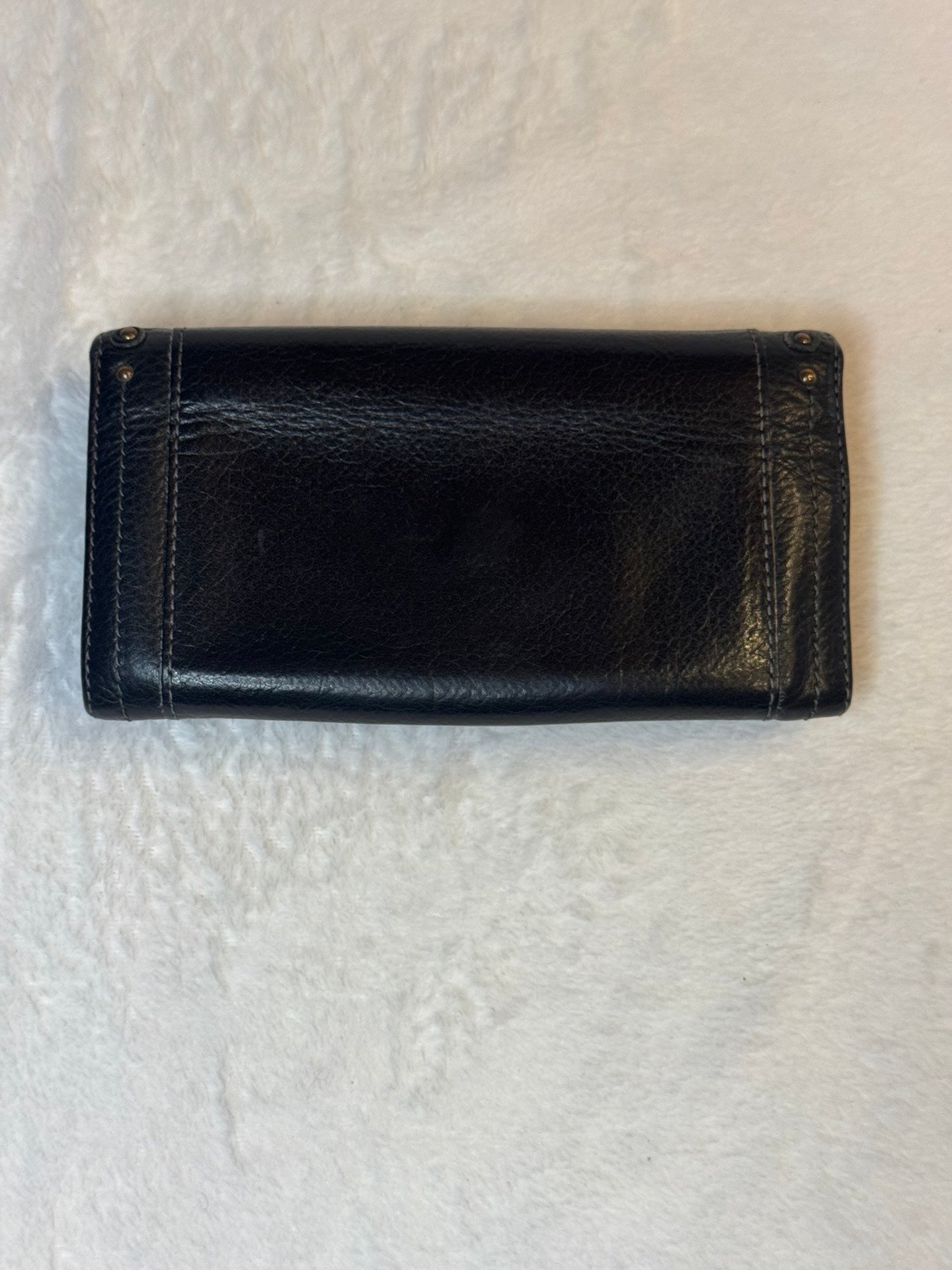 Chloé Long Wallet – Black Grained Leather with Gold Stud Hardware (Pre-Owned)